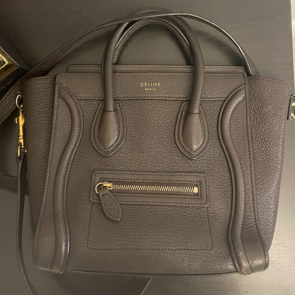 Celine Nano Luggage Bag in Drummed Calfskin Brown - Picture 3 of 5
